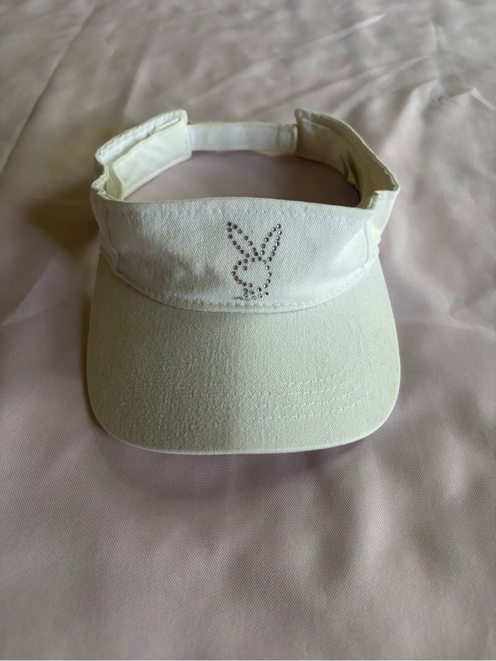PLAYBOY White Rhinestone Bunny Visor Cap